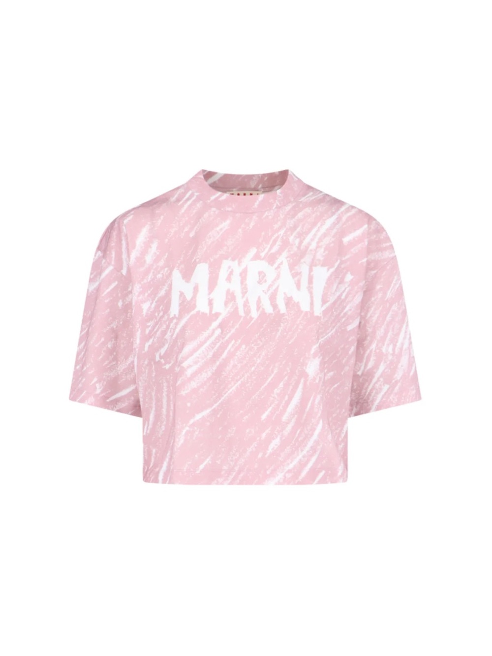 Marni Pink Brushstroke Logo Boxy Tee